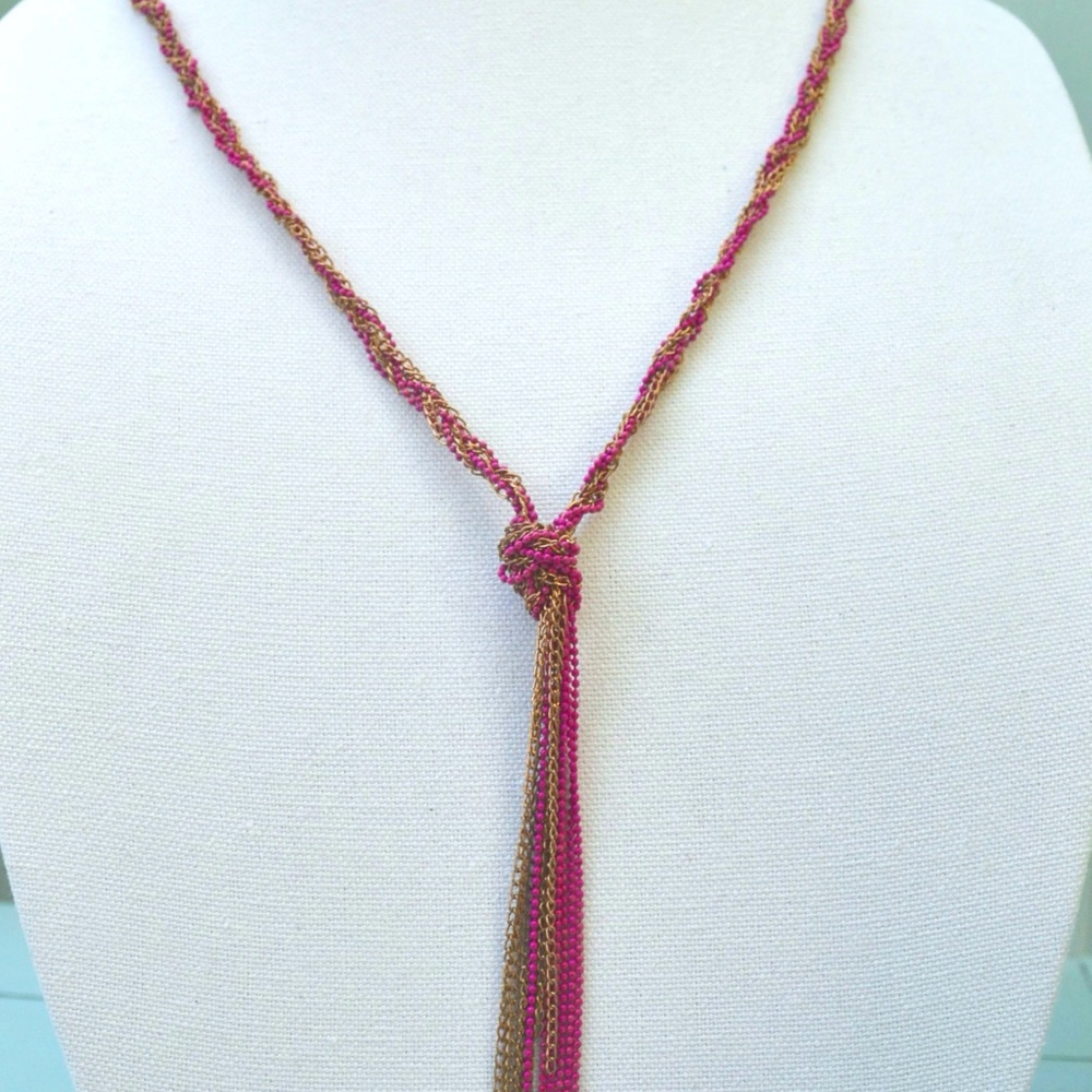 Long beaded and chain necklace